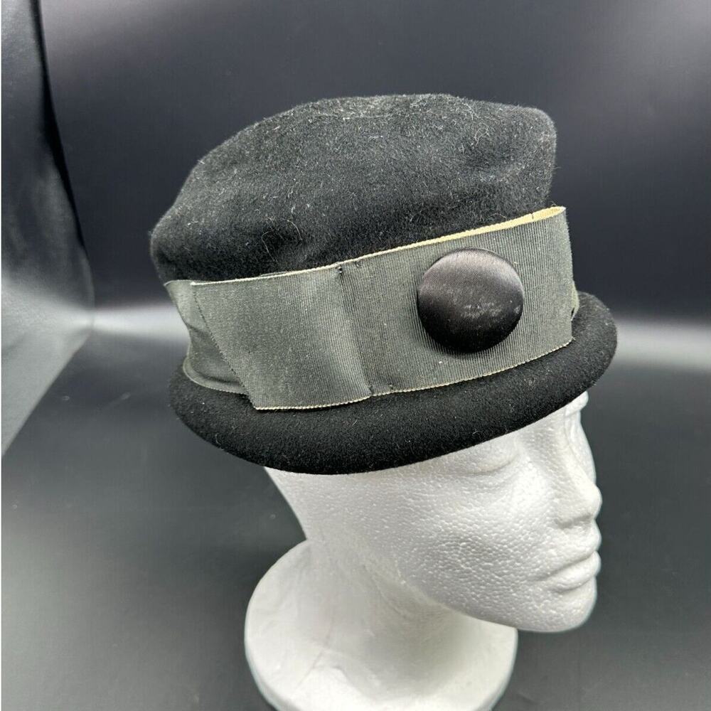 Peachfelt New York Black Felt Vintage‎ Hat USA Union Label Henry Pollax